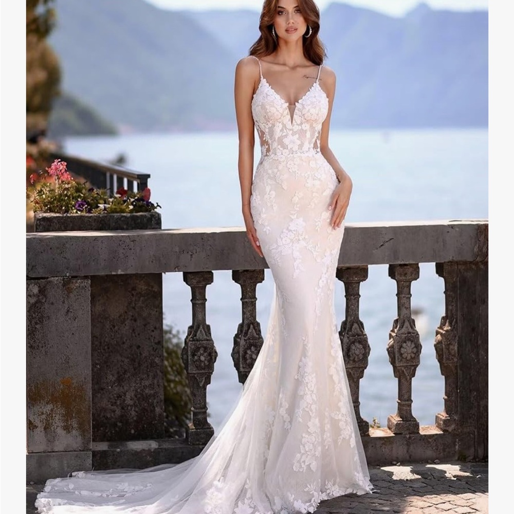 Elegant White Lace Gown